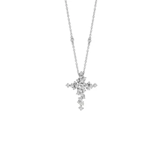 Collana con Croce "Polvere di Stelle" in Oro Bianco